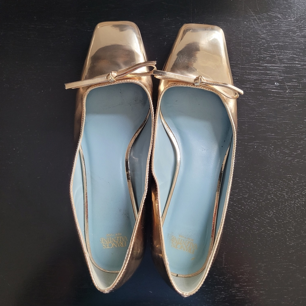 Frances Valentine Mary mini block heel in gold size 8